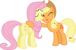 Size: 4558x3000 | Tagged: safe, artist:cloudy glow, applejack, fluttershy, pony, bats!, g4, .ai available, female, mare, simple background, transparent background, vector