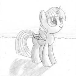 Size: 1983x1967 | Tagged: safe, artist:bladedragoon7575, twilight sparkle, alicorn, pony, g4, female, monochrome, solo, traditional art, twilight sparkle (alicorn)