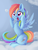 Size: 998x1316 | Tagged: safe, artist:dusthiel, rainbow dash, pony, g4, chest fluff, cloud, cute, dashabetes, ear fluff, female, happy, leg fluff, mare, on a cloud, open mouth, sitting, solo, spread wings, squee, underhoof, wings