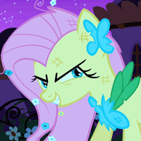Size: 200x200 | Tagged: safe, screencap, fluttershy, pony, g4, season 1, the best night ever, animated, bust, clothes, cropped, dress, eye twitch, female, flutterrage, gala dress, gif, grin, looking sideways, smiling, solo