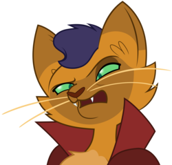 Size: 4836x4629 | Tagged: safe, artist:jhayarr23, capper dapperpaws, abyssinian, cat, anthro, g4, my little pony: the movie, absurd resolution, chest fluff, clothes, disgusted, fangs, male, open mouth, raised eyebrow, reaction image, simple background, solo, transparent background, vector, whiskers