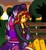 Size: 6100x6673 | Tagged: safe, artist:takrontoxicity, sci-twi, sunset shimmer, twilight sparkle, equestria girls, g4, absurd resolution, bench, blushing, cuddling, cutie mark on clothes, eyes closed, female, lesbian, ship:sci-twishimmer, ship:sunsetsparkle, shipping, sleeping, tree