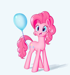 Size: 1024x1105 | Tagged: safe, artist:stratodraw, pinkie pie, earth pony, pony, g4, balloon, cute, diapinkes, female, mare, simple background, smiling, solo