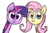 Size: 1280x850 | Tagged: safe, artist:lilboulder, fluttershy, twilight sparkle, pegasus, pony, g4, :3, bust, cute, duo, female, looking at you, mare, pop team epic, shyabetes, simple background, smiling, twiabetes, white background