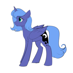 Size: 750x750 | Tagged: safe, artist:cosmalumi, princess luna, alicorn, pony, g4, female, mare, missing accessory, s1 luna, simple background, solo, standing, white background, younger