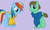 Size: 1728x1036 | Tagged: safe, rainbow dash, oc, oc:ian, g4, clothes, light purple background, sweater