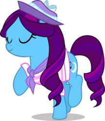 Size: 5634x6500 | Tagged: safe, artist:limedazzle, oc, oc only, oc:diva nuit, pony, absurd resolution, clothes, eyes closed, female, hat, parent:coloratura, parents:canon x oc, show accurate, simple background, smiling, solo, transparent background