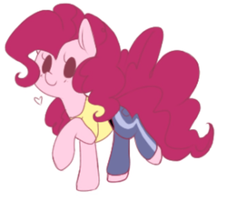 Size: 666x588 | Tagged: safe, anonymous artist, pinkie pie, earth pony, pony, g4, clothes, female, pants, shirt, simple background, solo, white background