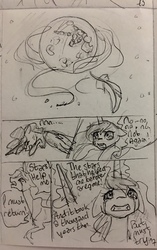 Size: 804x1280 | Tagged: safe, artist:candasaurus, princess luna, pony, g4, comic, crying, mare in the moon, monochrome, moon, sketch, traditional art