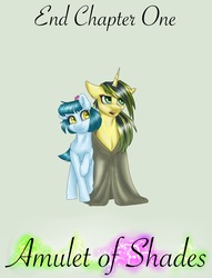 Size: 1950x2550 | Tagged: safe, artist:tillie-tmb, oc, oc only, oc:meadow lark, oc:tempest, earth pony, pony, unicorn, cloak, clothes, female, mare, simple background