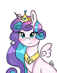 Size: 979x1249 | Tagged: safe, artist:nyokoart, princess flurry heart, alicorn, pony, g4, female, floating wings, jewelry, older, older flurry heart, simple background, smiling, solo, tiara, white background