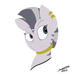 Size: 2560x2560 | Tagged: safe, artist:platenjack, zecora, pony, zebra, g4, alternate design, bust, ear piercing, earring, female, high res, jewelry, piercing, portrait, solo