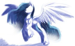 Size: 900x556 | Tagged: safe, artist:thatonegib, oc, oc only, pony, bipedal, doodle, ethereal mane, painting, simple background, solo, unshorn fetlocks, white background