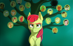 Size: 1280x800 | Tagged: dead source, safe, artist:3lorenzo3, apple bloom, applejack, aunt orange, big macintosh, braeburn, bright mac, granny smith, mosely orange, pear butter, uncle orange, earth pony, pony, g4, apple family, family tree, female, filly, male, mare, solo, stallion