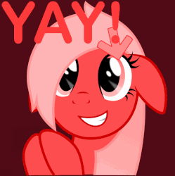 Size: 796x800 | Tagged: safe, artist:arifproject, oc, oc only, oc:downvote, pony, derpibooru, g4, animated, bust, clapping, cute, derpibooru ponified, floppy ears, gif, grin, meta, ponified, simple background, smiling, solo, vector, wide eyes
