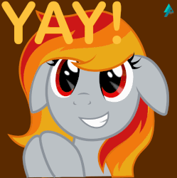 Size: 796x800 | Tagged: safe, artist:arifproject, oc, oc only, oc:tridashie, pony, animated, bust, clapping, cute, floppy ears, gif, grin, simple background, smiling, solo, vector, wide eyes