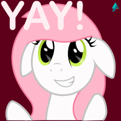 Size: 796x800 | Tagged: safe, artist:arifproject, oc, oc only, oc:sugar morning, pony, animated, bust, clapping, cute, floppy ears, gif, grin, simple background, smiling, solo, vector, wide eyes