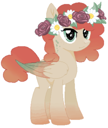 Size: 319x376 | Tagged: safe, artist:liszeueadopts, oc, oc only, pegasus, pony, female, floral head wreath, flower, mare, pixel art, simple background, solo, transparent background
