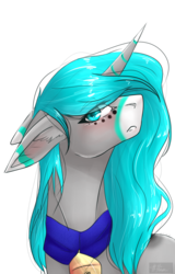 Size: 1789x2803 | Tagged: safe, artist:lastaimin, oc, oc only, oc:guro, pony, unicorn, bust, female, mare, portrait, simple background, solo, transparent background