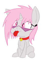 Size: 1932x2700 | Tagged: safe, artist:fajnyziomal, oc, oc only, oc:purple light, pony, bell, bell collar, chest fluff, collar, silly, silly pony, simple background, solo, tongue out, transparent background