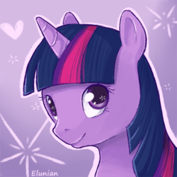 Size: 400x400 | Tagged: safe, artist:elunian, twilight sparkle, pony, g4, cute, female, mare, smiling, solo