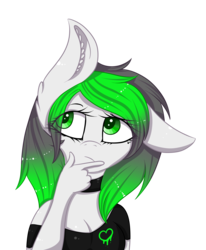 Size: 2177x2643 | Tagged: safe, artist:mimihappy99, oc, oc only, oc:wubsy, earth pony, anthro, emoji, female, high res, mare, simple background, solo, thinking, transparent background, wingding eyes, 🤔