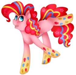 Size: 767x759 | Tagged: safe, artist:scarletrosetheartist, pinkie pie, earth pony, pony, g4, female, rainbow power, simple background, smiling, solo, transparent background