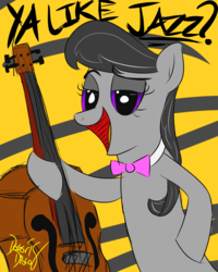 Size: 2400x3000 | Tagged: safe, artist:thedoctordisco, octavia melody, earth pony, pony, g4, cello, female, funny, high res, looking at you, meme, musical instrument, solo, ya like jazz?