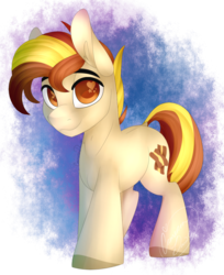 Size: 817x1000 | Tagged: safe, artist:jacobdawz, oc, oc only, oc:pan sizzle, earth pony, pony, heart eyes, male, smiling, solo, stallion, wingding eyes