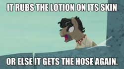 Size: 600x337 | Tagged: safe, edit, edited screencap, screencap, doctor caballeron, earth pony, pony, daring done?, g4, image macro, male, meme, silence of the lambs, solo, stallion