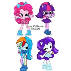 Size: 581x577 | Tagged: safe, artist:amy mebberson, pinkie pie, rainbow dash, rarity, sci-twi, twilight sparkle, equestria girls, g4, my little pony equestria girls: better together, official, doll, equestria girls minis, female, irl, photo, toy, ultra minis