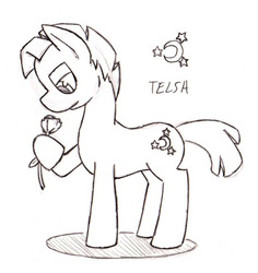 Size: 763x808 | Tagged: safe, artist:telsa, oc, oc only, earth pony, pony, flower, male, solo, stallion