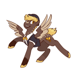 Size: 2400x2400 | Tagged: safe, artist:overlordneon, oc, oc only, oc:amber glow, pegasus, pony, series:who we become, clothes, high res, mottled coat, simple background, transparent background, vaudeville