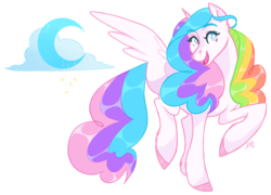 Size: 1000x720 | Tagged: safe, artist:wolfyfree, oc, oc only, oc:dream weaver, alicorn, pony, alicorn oc, cutie mark, female, mare, multicolored hair, multicolored mane, multicolored tail, rainbow hair, raised hoof, reference sheet, simple background, solo, spread wings, transparent background, wings