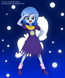 Size: 1000x1200 | Tagged: safe, artist:twilite-sparkleplz, princess luna, equestria girls, g4, clothes, crossover, cute, dress, female, laila, looking at you, lunabetes, open mouth, reira, sailor moon (series), shoes, socks, solo, woona, younger, zatch bell