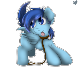 Size: 2500x2200 | Tagged: safe, artist:cloufy, oc, oc only, oc:cloufy, pegasus, pony, high res, leash, solo, tongue out, wings
