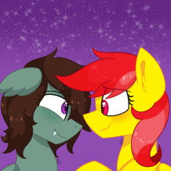 Size: 1000x1000 | Tagged: safe, artist:vale-bandicoot96, oc, oc only, pony, fangs, oc x oc, shipping