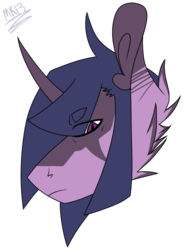 Size: 561x728 | Tagged: safe, artist:moonakart13, artist:moonaknight13, twilight sparkle, oc, oc:twilight night, g4, angry, bust, markings, sideview, simple background, transparent background