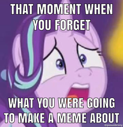 Size: 1167x1200 | Tagged: safe, edit, edited screencap, screencap, starlight glimmer, pony, unicorn, a royal problem, g4, clumsy, image macro, meme, meta, solo