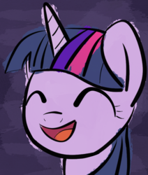 Size: 639x753 | Tagged: safe, artist:phat_guy, derpibooru exclusive, twilight sparkle, alicorn, pony, g4, bust, cute, eyes closed, female, happy, mare, open mouth, portrait, reaction image, smiling, solo, twiabetes
