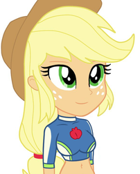 Size: 581x720 | Tagged: safe, edit, applejack, equestria girls, equestria girls specials, g4, my little pony equestria girls: better together, my little pony equestria girls: forgotten friendship, belly button, breast edit, breasts, busty applejack, clothes, female, hat, midriff, simple background, solo, swimsuit, white background