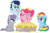 Size: 2000x1315 | Tagged: safe, artist:spellboundcanvas, maud pie, pinkie pie, rainbow dash, soarin', earth pony, pony, g4, chibi, cute, food, maudabetes, pie, ponies in food, simple background, soarinbetes, transparent background, varying degrees of amusement