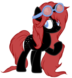 Size: 900x969 | Tagged: safe, artist:sugarplanets, oc, oc only, oc:red potion, earth pony, pony, female, freckles, goggles, mare, red and black oc, simple background, solo, transparent background