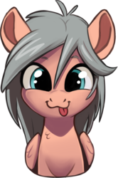 Size: 1279x1922 | Tagged: safe, artist:taneysha, oc, oc only, oc:gearsy septima, pegasus, pony, :3, :p, bust, cute, female, gray mane, looking at you, mare, orange coat, silly, simple background, smiling, solo, sticker, tongue out, transparent background