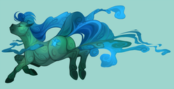 Size: 1280x656 | Tagged: safe, artist:demicoeur, oc, oc only, oc:poison trail, pony, ambiguous gender, butt, eyes closed, green background, plot, poison joke, rear view, simple background, smoke, solo