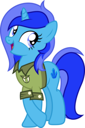 Size: 4000x5994 | Tagged: safe, artist:fuzzybrushy, daring do, oc, oc only, oc:spacelight, pony, unicorn, g4, clothes, female, mare, shirt, simple background, solo, transparent background, vector