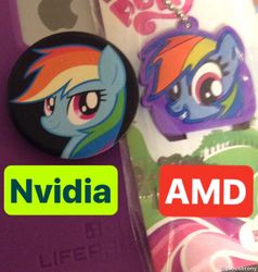 Size: 640x672 | Tagged: safe, rainbow dash, g4, amd, meme, nvidia