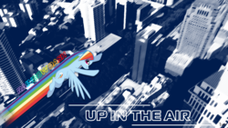 Size: 1366x768 | Tagged: safe, artist:eddoeditya28, rainbow dash, pegasus, pony, g4, air, building, city, female, flying, high, singapore, sky, solo, wallpaper, wings