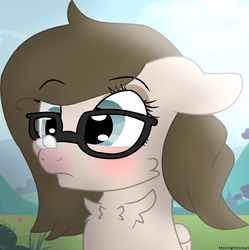 Size: 1227x1234 | Tagged: safe, artist:thatonefluffs, oc, oc only, pony, bust, female, glasses, mare, portrait, solo