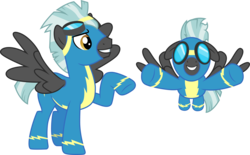 Size: 4829x3000 | Tagged: safe, artist:cloudy glow, thunderlane, pegasus, pony, g4, .ai available, flying, goggles, male, simple background, smiling, solo, stallion, transparent background, vector